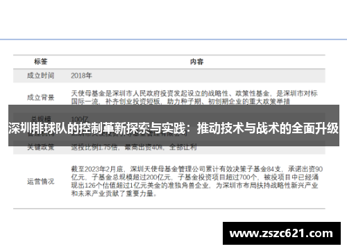 深圳排球队的控制革新探索与实践：推动技术与战术的全面升级